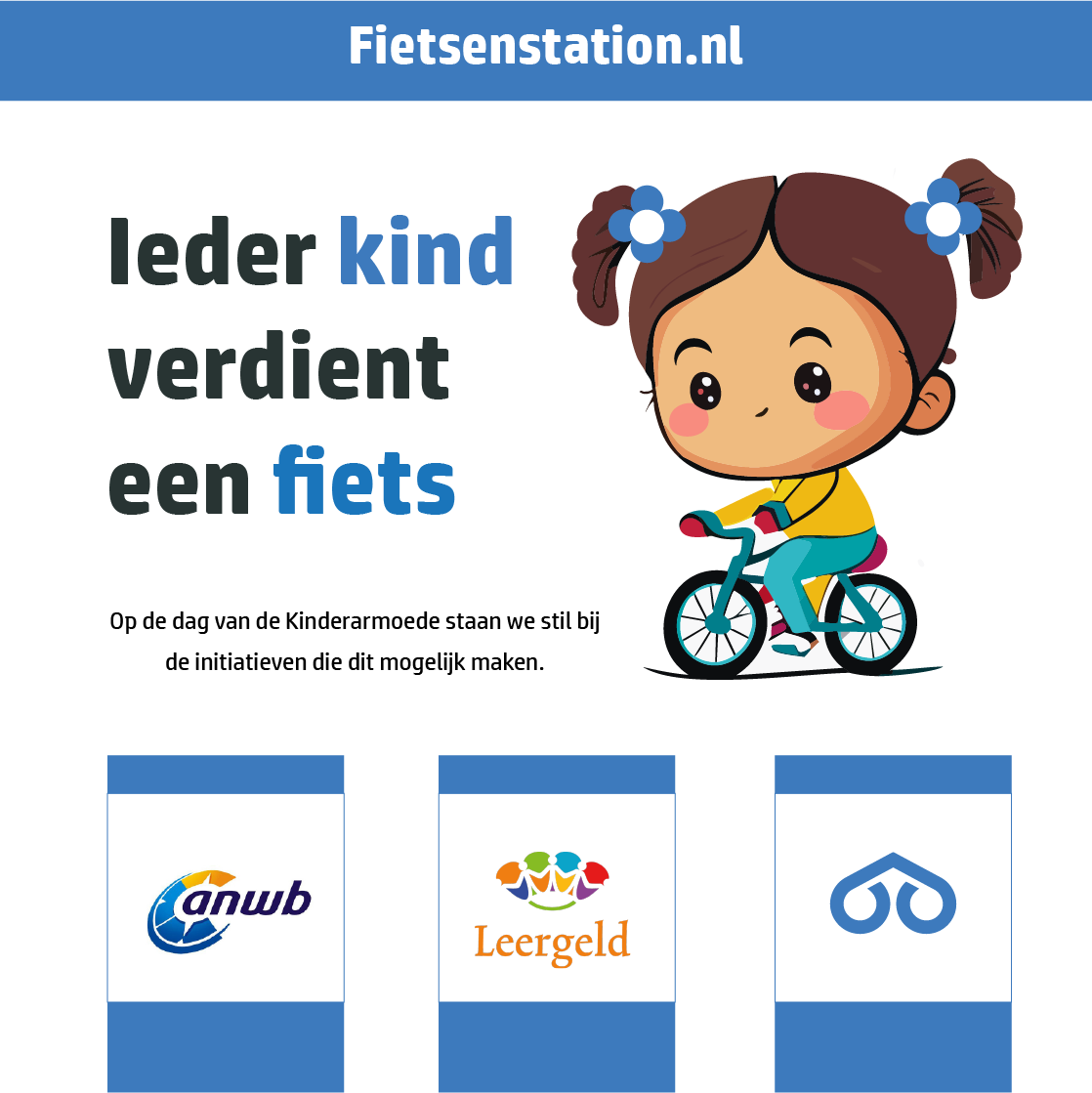 Fietsenstation, ANWB en Stichting Leergeld: Samen tegen kinderarmoede op de fiets
